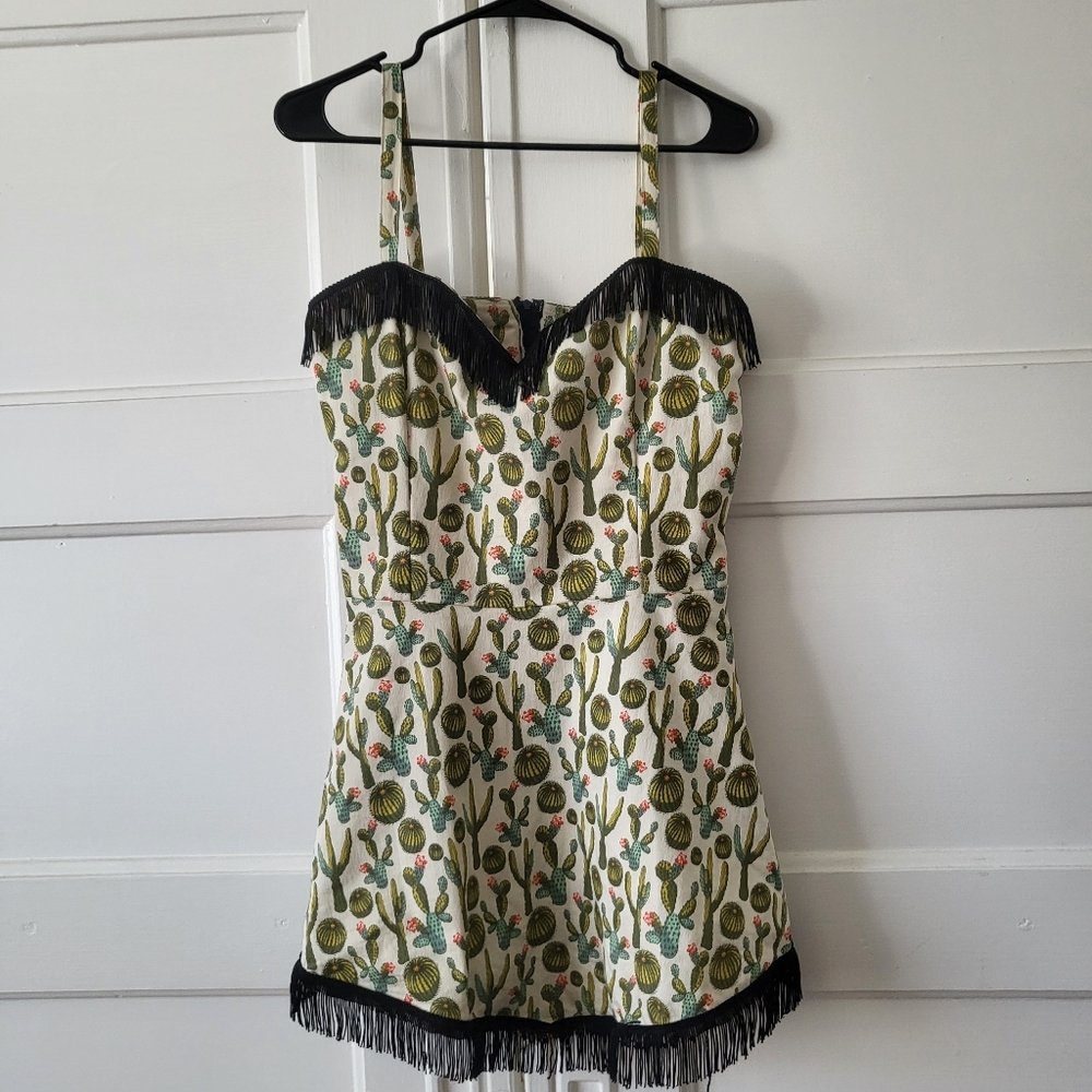 Switchblade Stiletto Cactus Fringe Mini Dress Rockabilly Western Size Large